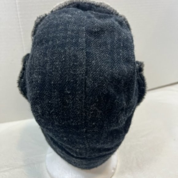 Dockers Trapper Faux Fur Wool Blend Black Gray Plaid Ear Flap Hat One Size - Picture 5 of 11